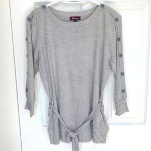 NWOT ☆ Dahlia Grey Tie Waist Sweater Size L